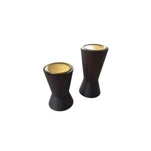 Project 62 Pillar Candle Holders Brown Gold Wood Metal Home Decorative Set of 2